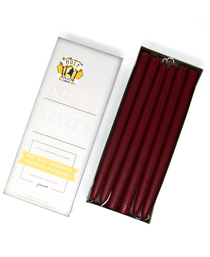 Mole Hollow Candles 12" Taper Candles, Set of 12