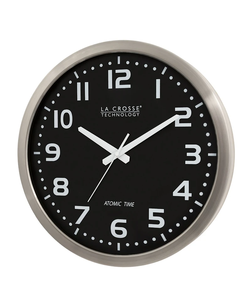 La Crosse Technology 16" Stainless Steel Atomic Clock with Black dial