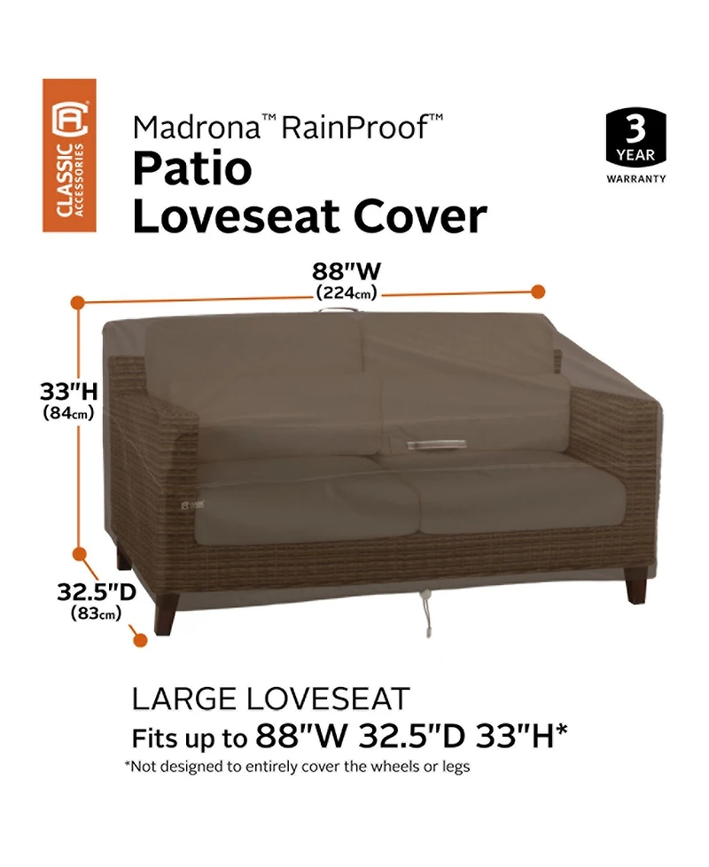 Classic Accessories Large Sofa Loveseat Cover, Dark Cocoa