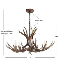 Jonathan Y Eldora 30" Adjustable Resin Antler 5-Light Led Chandelier
