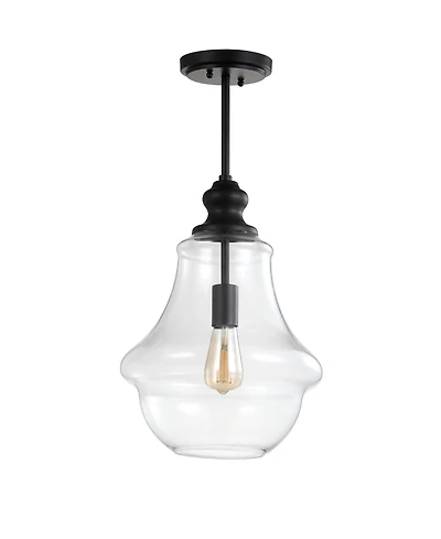 Jonathan Y Adam 12" Adjustable Metal/Glass Led Pendant