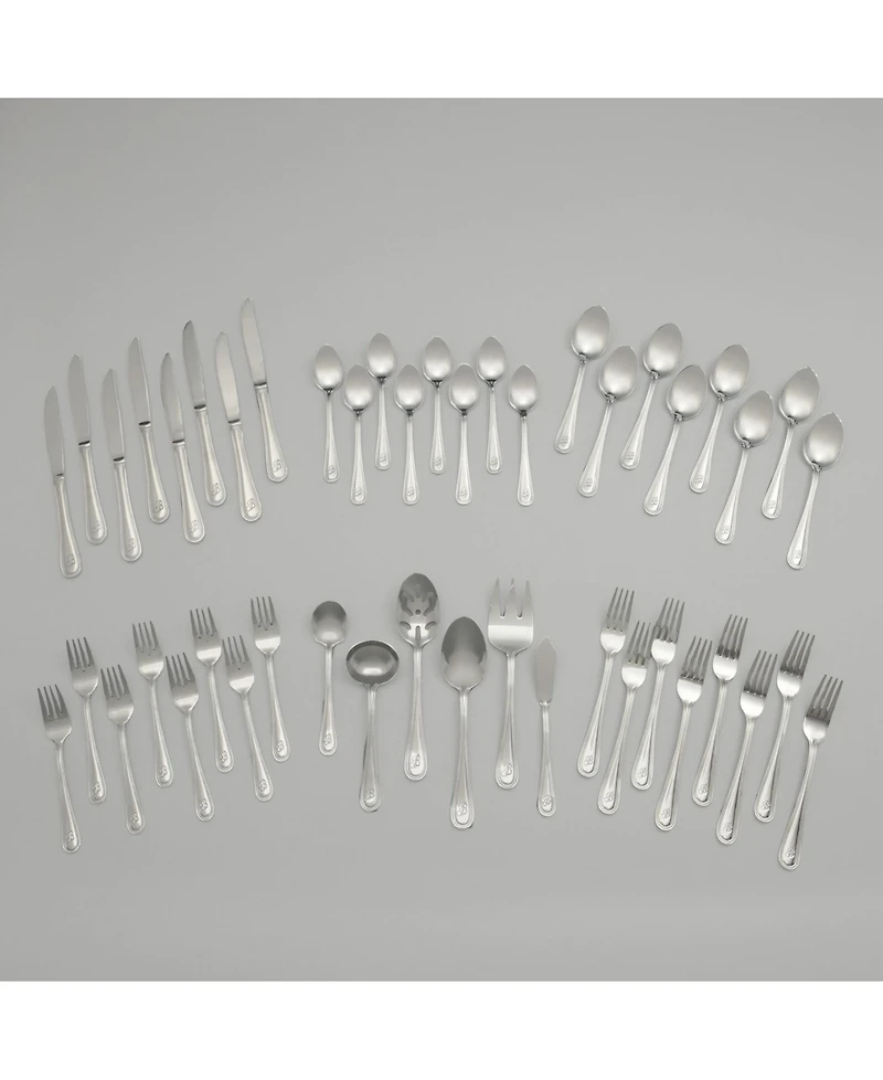 Riverridge Beaded 46 Piece Monogrammed Flatware Set - G, Service for 8