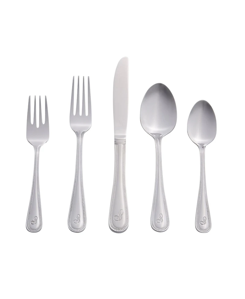 Riverridge Beaded 46 Piece Monogrammed Flatware Set - S, Service for 8