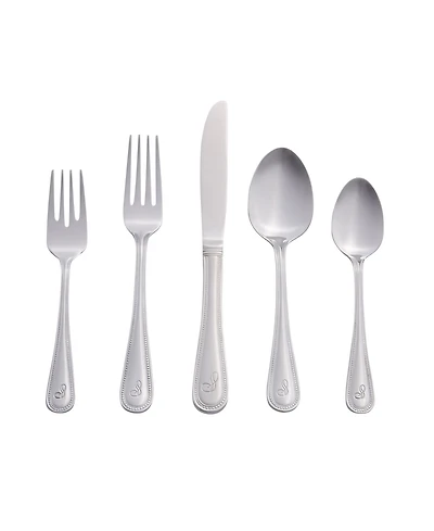 Riverridge Beaded 46 Piece Monogrammed Flatware Set - S, Service for 8
