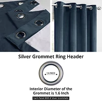 Half Price Drapes Midnight Blue Grommet Signature Velvet Blackout Curtain