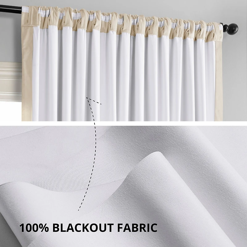 Half Price Drapes Ivory Signature Extra Wide Velvet Blackout Curtain