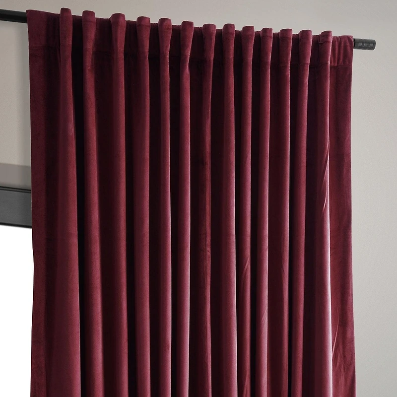 Half Price Drapes Burgundy Signature Extra Wide Velvet Blackout Curtain