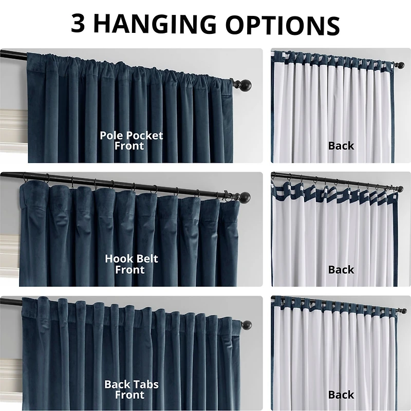 Half Price Drapes Midnight Blue Signature Extra Wide Velvet Blackout Curtain
