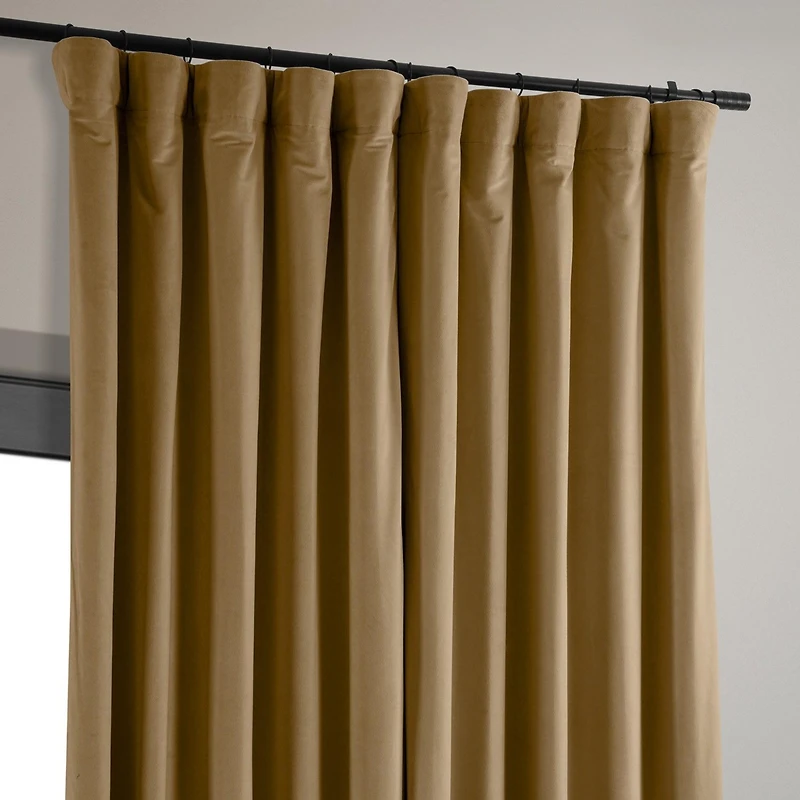 Half Price Drapes Amber Gold Signature Extra Wide Velvet Blackout Curtain