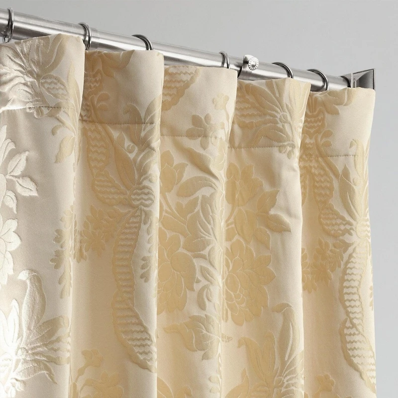 Half Price Drapes Magdelena Champagne Beige Damask Faux Silk Jacquard Room Darkening Curtain