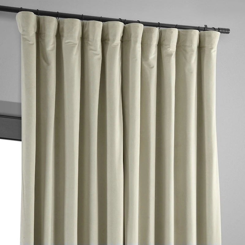 Half Price Drapes Cool Beige Signature Extra Wide Velvet Blackout Curtain