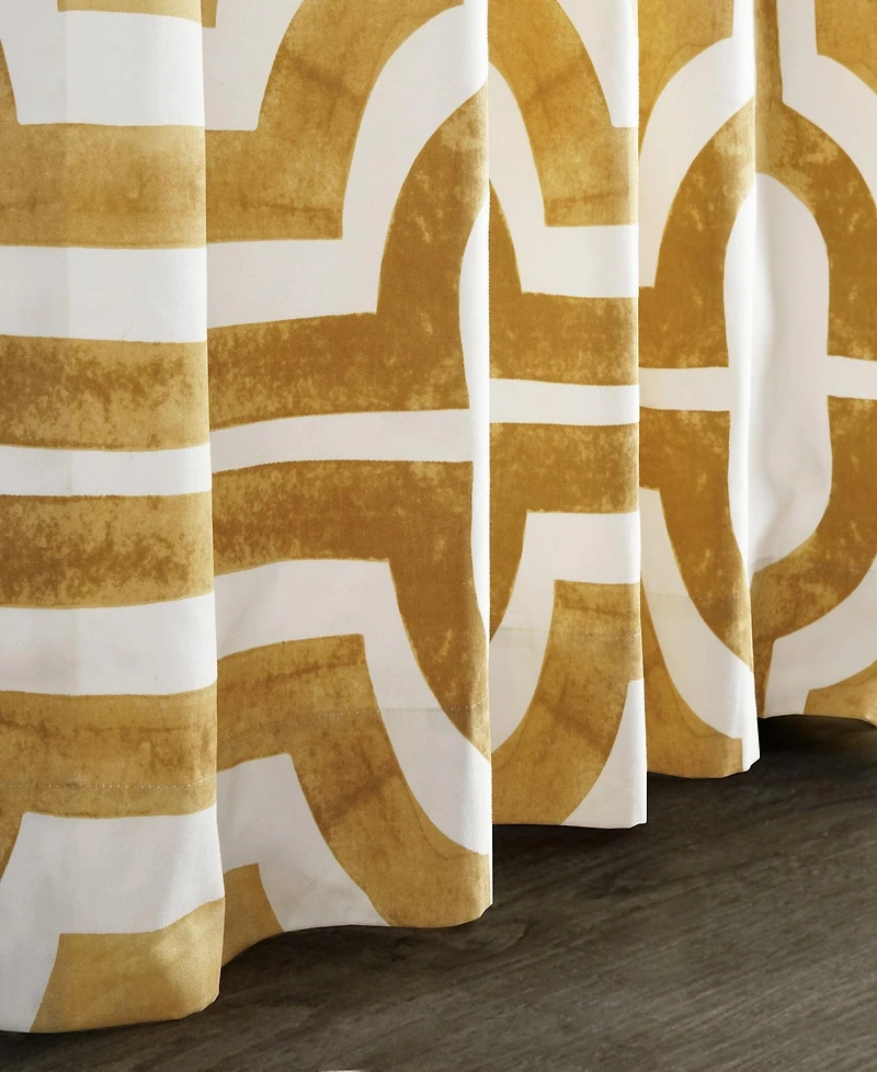 Half Price Drapes Mecca Gold Geometric Printed Cotton Room Darkening Curtain