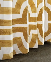 Half Price Drapes Mecca Gold Geometric Printed Cotton Room Darkening Curtain