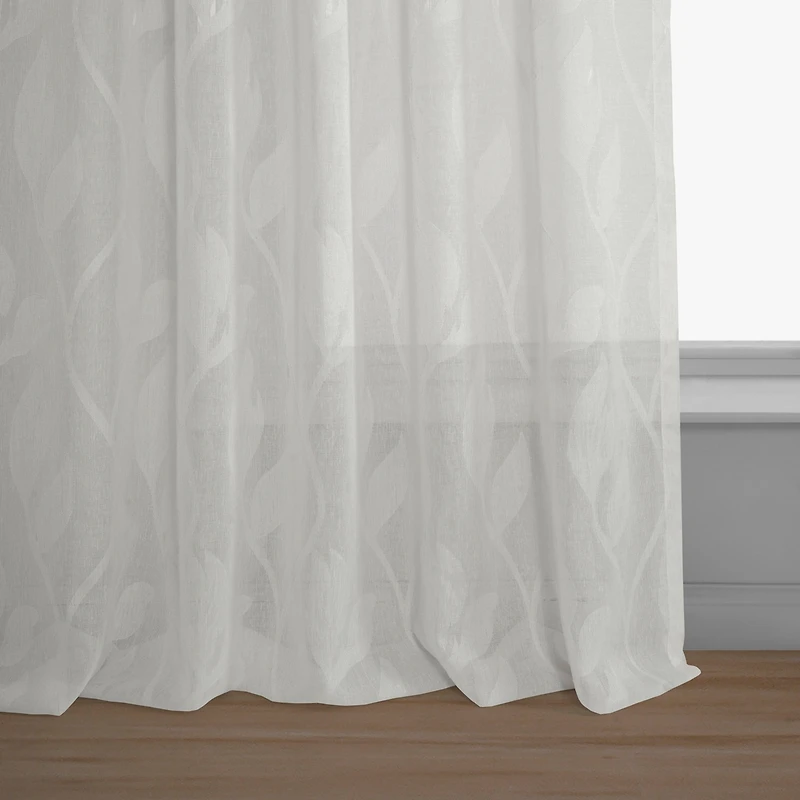 Half Price Drapes Avignon Vine Floral Patterned Faux Linen Sheer Curtain