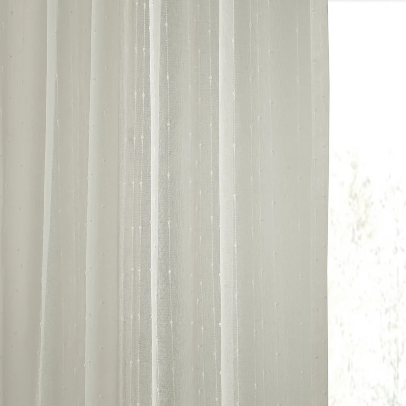 Half Price Drapes Montpellier Striped Patterned Faux Linen Sheer Curtain