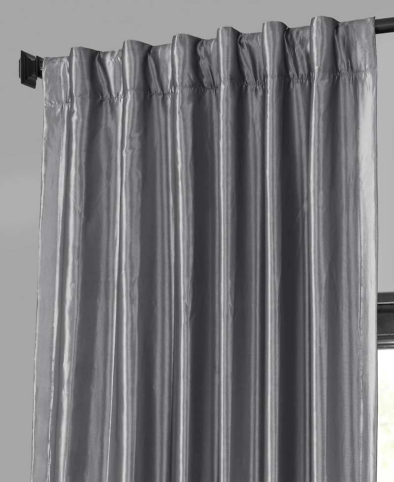 Half Price Drapes Platinum Faux Silk Taffeta Blackout Curtain