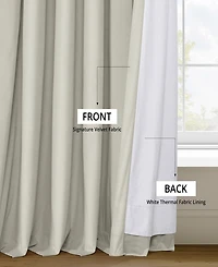 Half Price Drapes Warm Off White Signature Extra Wide Velvet Blackout Curtain
