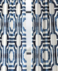 Half Price Drapes Mecca Blue Geometric Printed Cotton Room Darkening Curtain