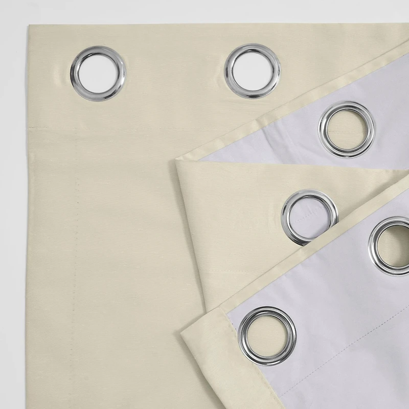 Half Price Drapes Off White Grommet Vintage Textured Faux Dupioni Silk Blackout Curtain