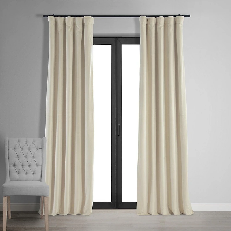 Half Price Drapes Neutral Ground Signature Velvet Blackout Curtain