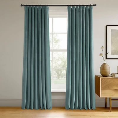 Half Price Drapes Skylark Blue Signature Velvet Blackout Curtain