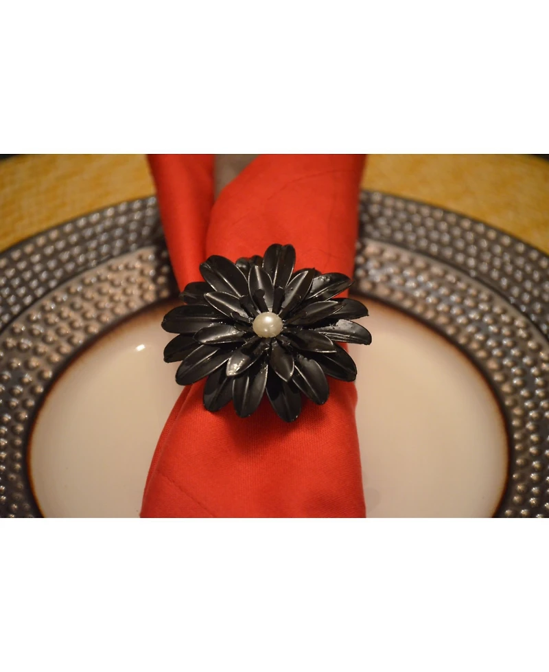 Vibhsa Black Pearl Flower Napkin Ring