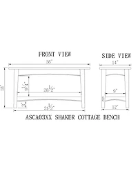Shaker Cottage Bench with Shelf, Sand