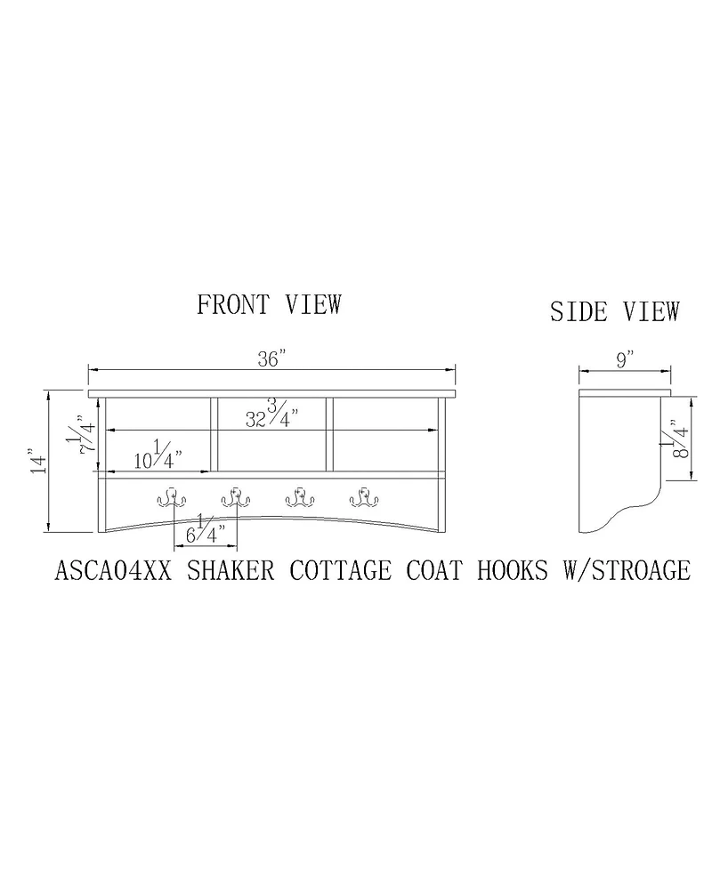 Shaker Cottage Storage Coat Hook with Bench Set