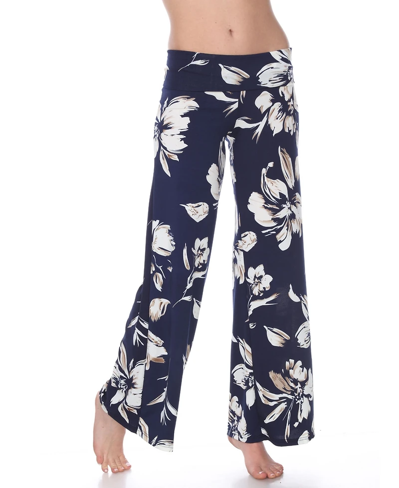 White Mark Flower Print Palazzo Pants