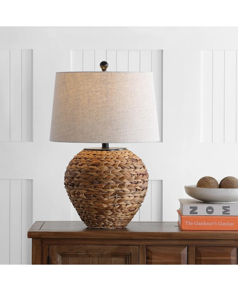Jonathan Y Alaro 24.5" Banana Leaf Basket Led Table Lamp