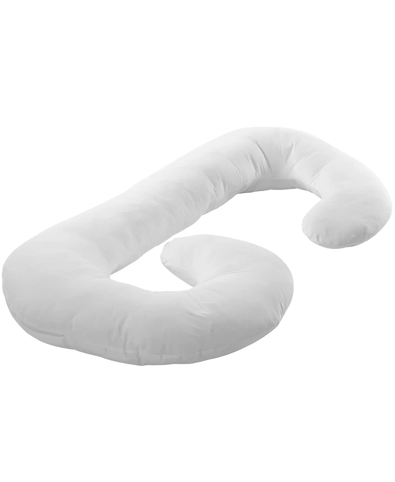 Cheer Collection Hypoallergenic Down Alternative Total Body J Shaped Pregnancy Pillow