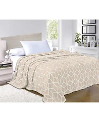 Elegant Comfort Luxury Cube Plush Fleece Blanket, King/California King