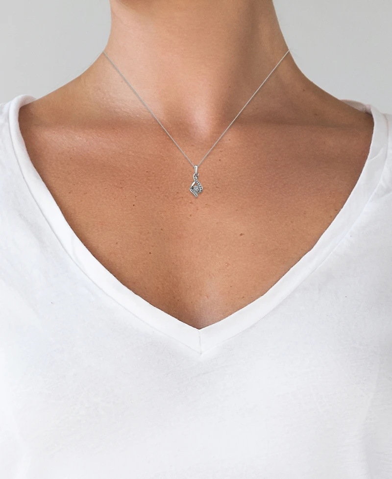 Diamond Teardrop 18" Pendant Necklace 14k White Gold, Yellow Gold and Rose (1/8 ct. t.w.)