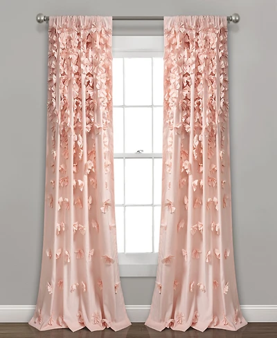 Lush Decor Riley Light Filtering Curtain Panel – Cute Coquette Bow Curtains for Bedroom Windows