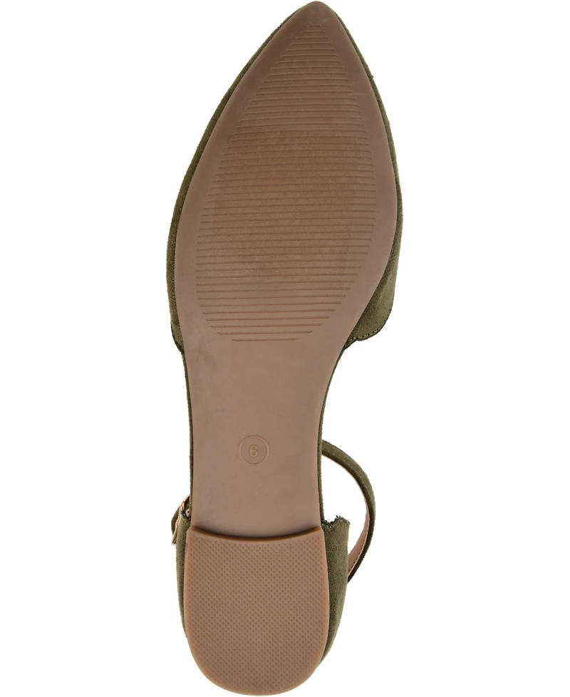 Journee Collection Women's Lana Scalloped Edge Ankle Strap Flats