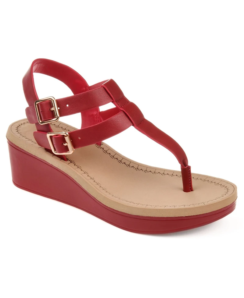 Journee Collection Women's Bianca Double Buckle Platform Wedge Sandals