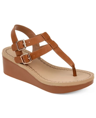 Journee Collection Women's Bianca Double Buckle Platform Wedge Sandals