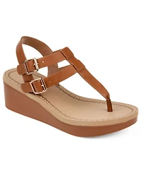 Journee Collection Women's Bianca Double Buckle Platform Wedge Sandals