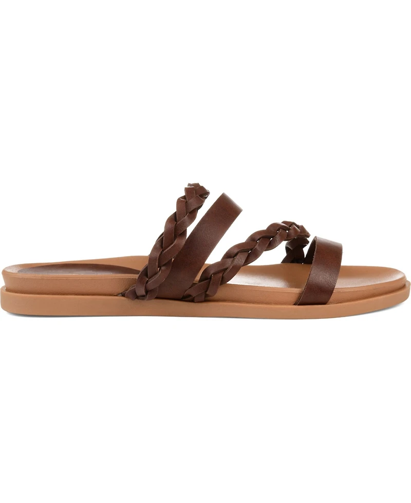 Journee Collection Women's Colette Braided Strappy Open Toe Flat Sandals