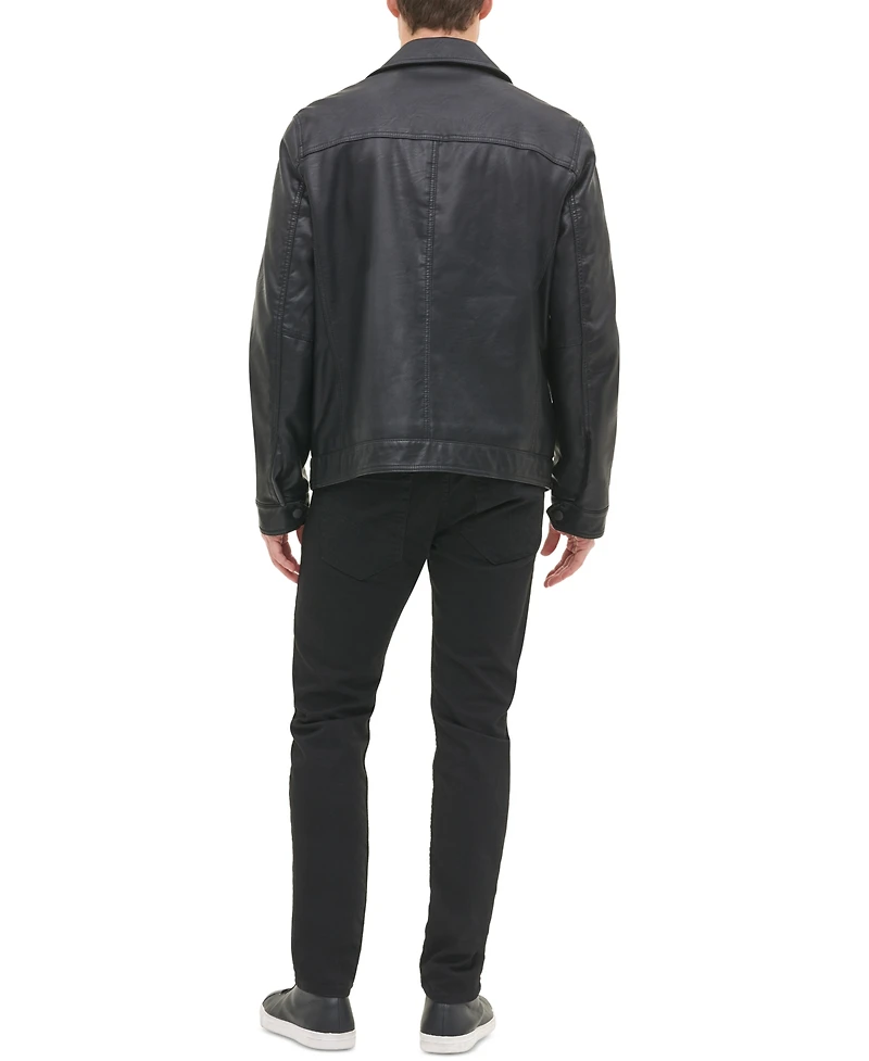 Tommy Hilfiger Men's Faux Leather Laydown Collar Jacket