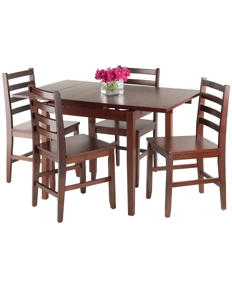 Pulman 5-Piece Extension Table with Ladder Back Chairs Set