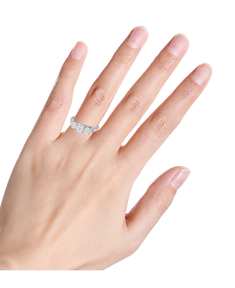TruMiracle Diamond Three-Stone Ring (1 ct. t.w.) 14k White, Yellow or Rose Gold