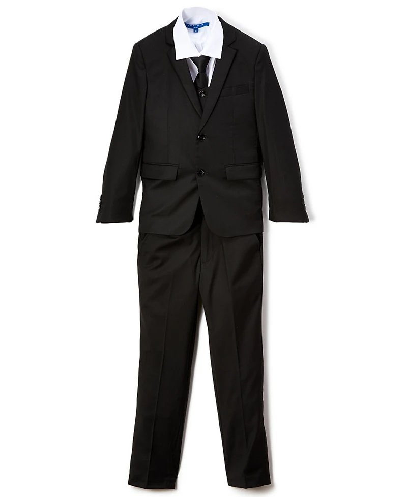 Perry Ellis Toddler Boy's 5-Piece Shirt, Tie, Jacket, Vest and Pants Solid Suit Set