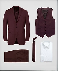 Perry Ellis Toddler Boy's 5-Piece Shirt, Tie, Jacket, Vest and Pants Solid Suit Set