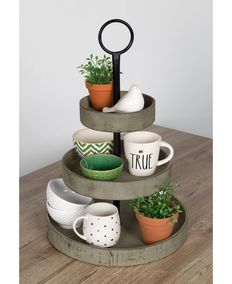 Kate and Laurel Woodmont 3 Tiered Wood Tray, Tier