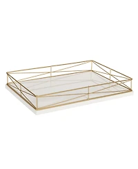 Kate and Laurel Mendel Rectangle Tray with Decorative Metal Rim - 12" x 16.5"