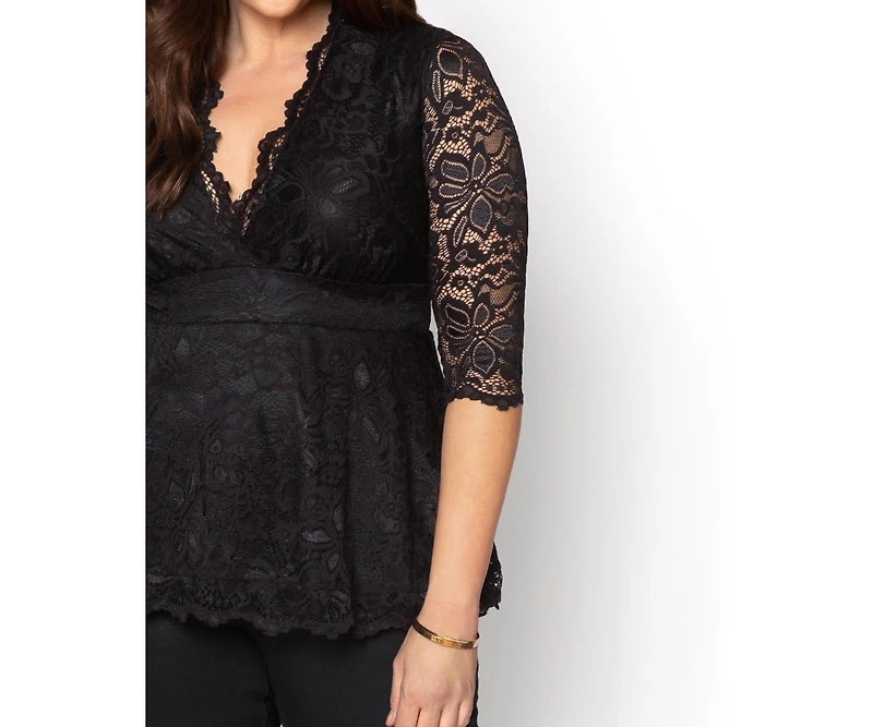 Kiyonna Plus Linden Lace Peplum Top