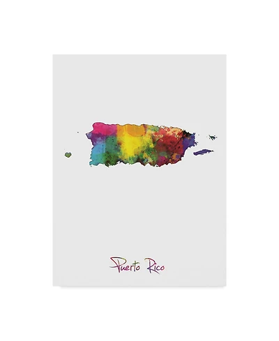 Michael Tompsett Puerto Rico Watercolor Map Ii Canvas Art - 15" x 20"