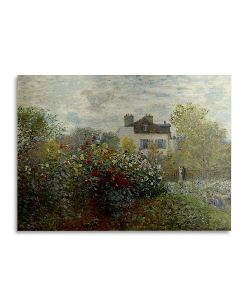 Claude Monet The Artist's Garden in Argenteuil Floating Brushed Aluminum Art - 22" x 25"