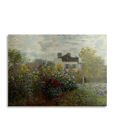 Claude Monet The Artist's Garden in Argenteuil Floating Brushed Aluminum Art - 22" x 25"